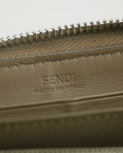 Fendi Grey Leather Zip Around Long Wallet #5189