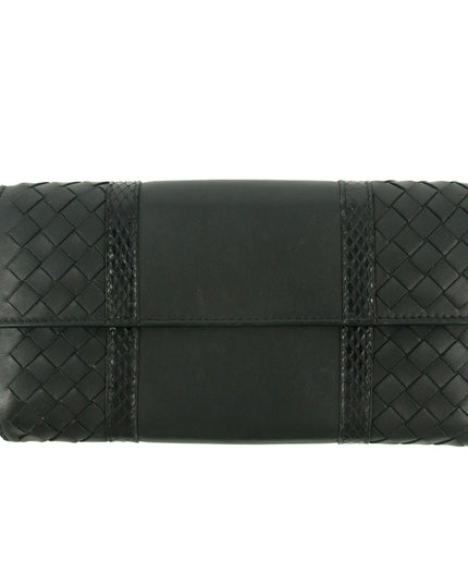 Bottega Veneta Intrecciato Black Bifold Long Wallet #5197