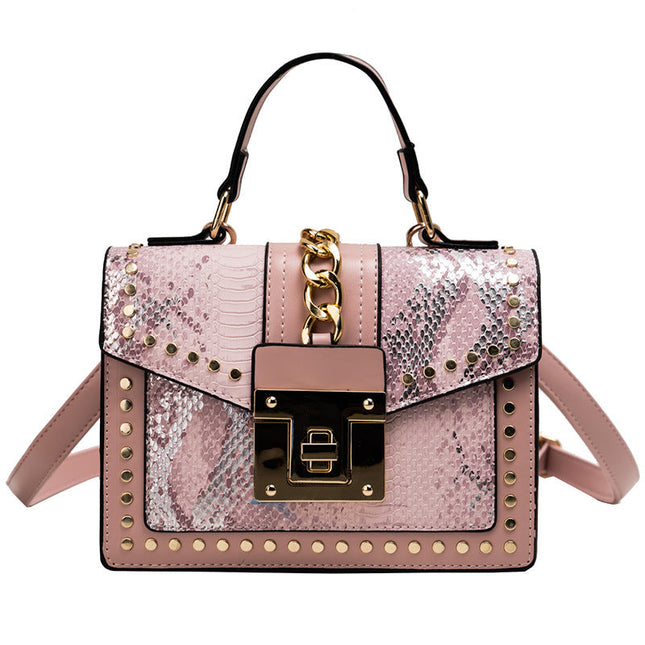 Fashion snake pattern handbag See size chart under “more details”
