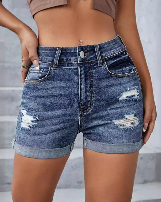 Fashion Personality Women's Ripped Denim Shorts