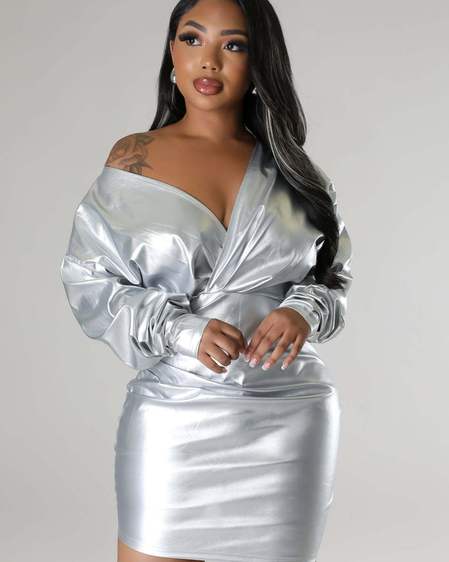 Fashion Women's High Elastic Leather Skirt Dress