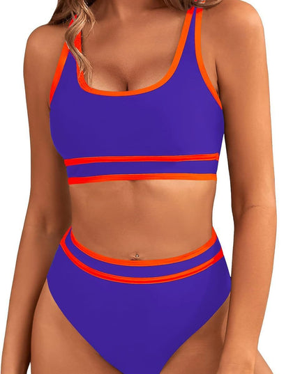 Bikini Tight-fitting Solid Color Swimsuit For Women