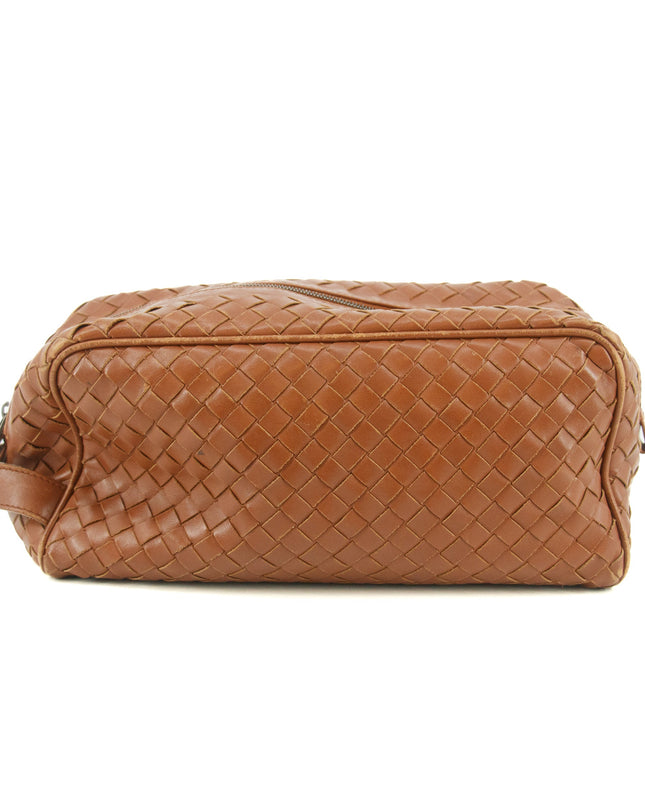 Bottega Veneta Intrrecciato Brown Leather Cosmetic Bag #5744
