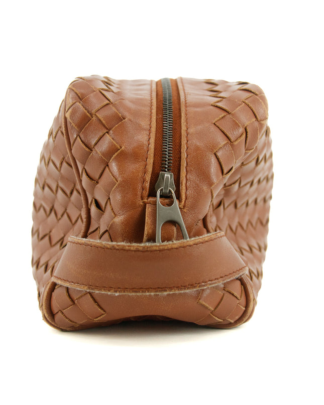 Bottega Veneta Intrrecciato Brown Leather Cosmetic Bag #5744