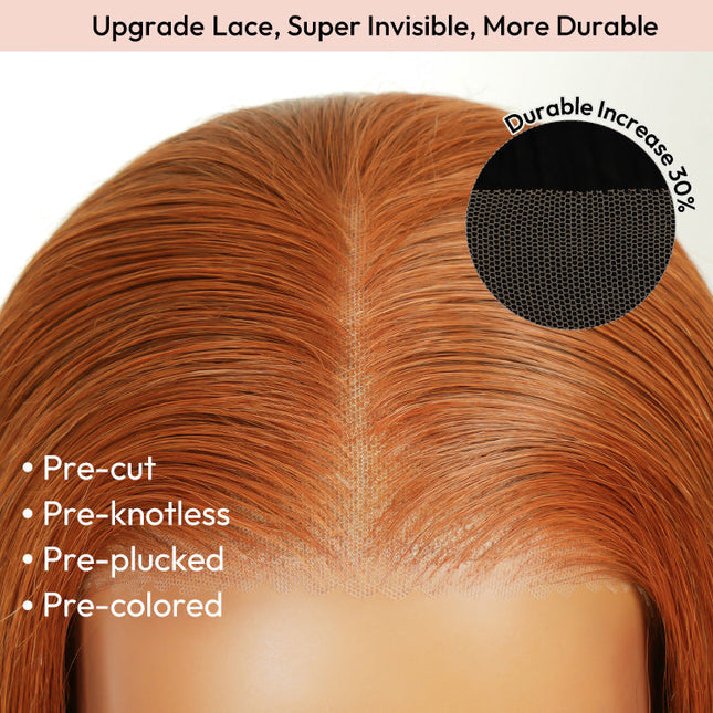 Ginger Copper Color 350# Color Wig Body Wave Pre-cut 5x5 13x4 Lace Wear & Go Wig High Density junoda