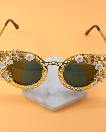 European and American exaggerated folding sunglasses for women, Baroque star street sunglasses, sunglasses for women