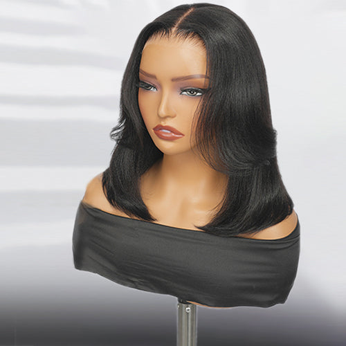 Pre-Layered Wig With Light Yaki Straight Texture 6x5 Lace Short Bob Wig For Beginner Friendly Glueless Human Hair junoda