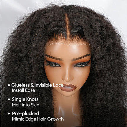 6x5 Lace Glueless Kinky Curly Wig with Spiral Curly Ends Human Hair Ready to Go With Drawstring junoda