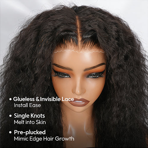 6x5 Lace Glueless Kinky Curly Wig with Spiral Curly Ends Human Hair Ready to Go With Drawstring junoda
