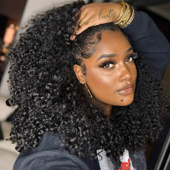 Curly Wave Drawstring Wig Human Hair With Drawstring Near Me For Black Women junoda