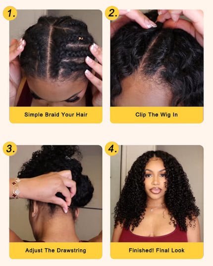 Invisi Drawstring Wig Water Wave Short Bob V Part Wig Shake and Go Glueless Human Hair Wigs for Sale junoda