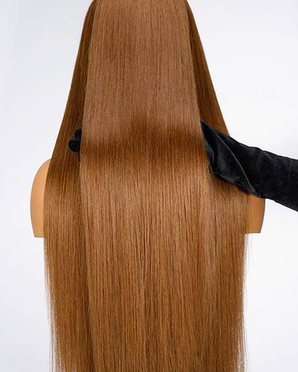 Caramel Brown Silky Straight Lace Frontal Wig Glueless Wig junoda