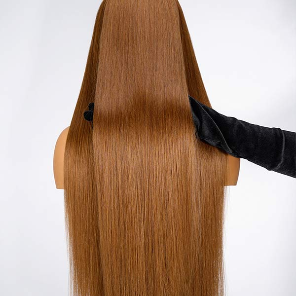 Caramel Brown Silky Straight Lace Frontal Wig Glueless Wig junoda