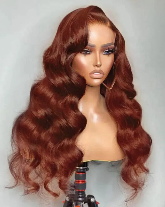 Reddish Brown Body Wave Lace Front Human Hair Wig Flash Sale junoda