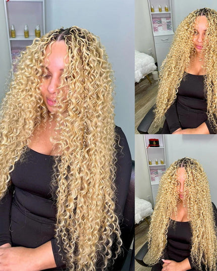 Junoda #613 Blonde Deep Wave Bulk Hair Extensions For Braiding Bundles junoda