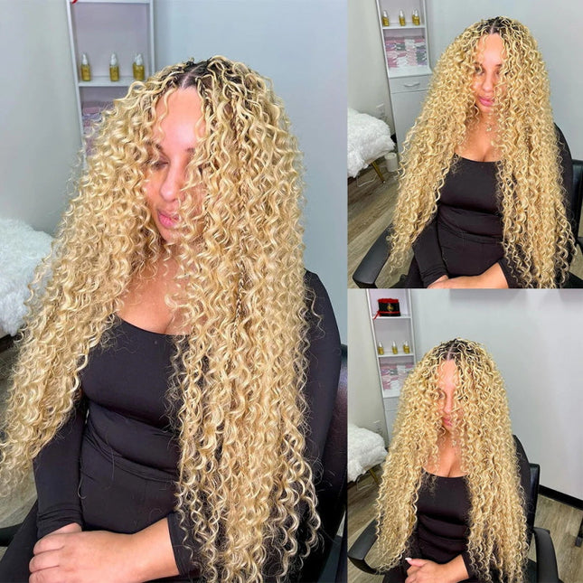 Junoda #613 Blonde Deep Wave Bulk Hair Extensions For Braiding Bundles junoda