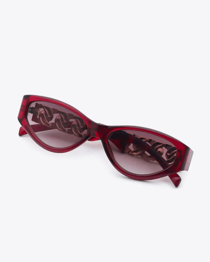 Chain Detail Cat Eye Sunglasses – UV400 Fashion Shades