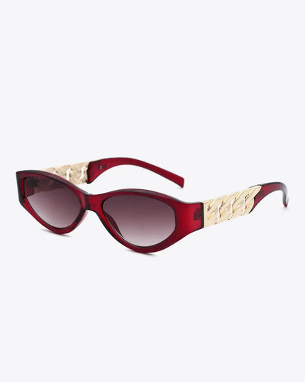 Chain Detail Cat Eye Sunglasses – UV400 Fashion Shades