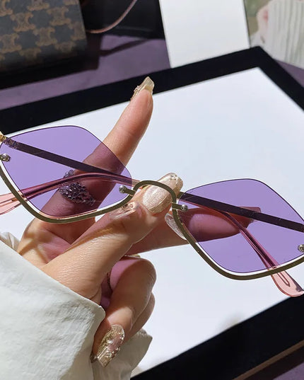 Cat Eye Sunglasses with Gold Metal Frame