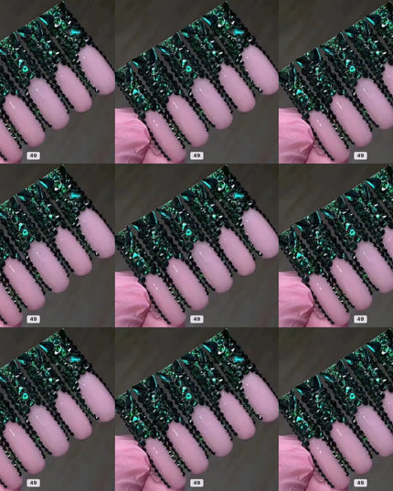 Green crystal long press on nails