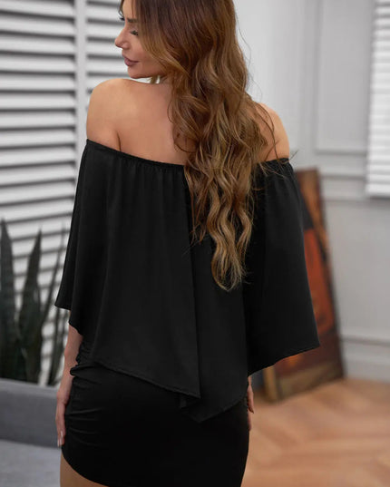 Off-Shoulder Three-Quarter Sleeve Mini Dress