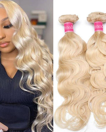 Junoda Hair Honey Blonde 613 Body Wave 4 Bundles Brazilian Remy Human Hair Extensions Double Weft junoda