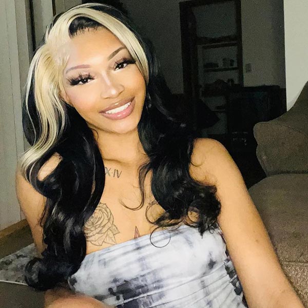 613 Blonde Skunk Stripe Hair Body Wave Human Hair Lace Front Wigs 180 Density junoda