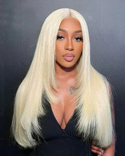 Layered Cut Blonde Pre Plucked Glueless Straight 5x5 13x4 Transparent Lace Wigs junoda