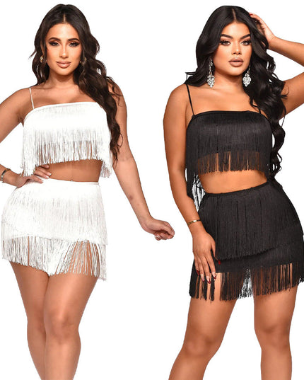 Strap wrap hip fringe set
