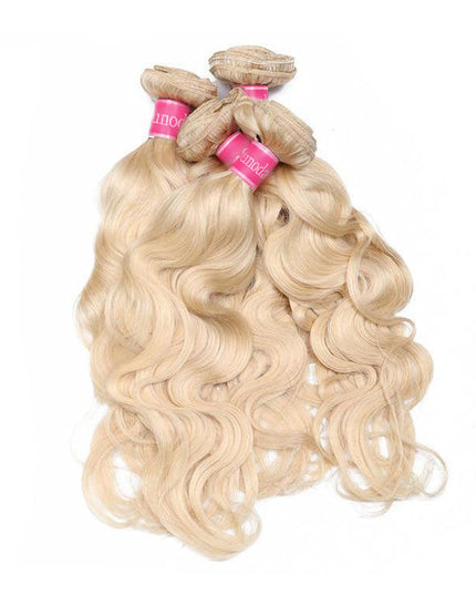 Junoda Hair Honey Blonde 613 Body Wave 4 Bundles Brazilian Remy Human Hair Extensions Double Weft junoda