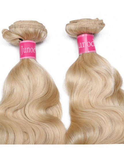 Junoda Hair Honey Blonde 613 Body Wave 4 Bundles Brazilian Remy Human Hair Extensions Double Weft junoda
