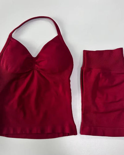 Fashionable Seamless Womens Fitness Shorts Set