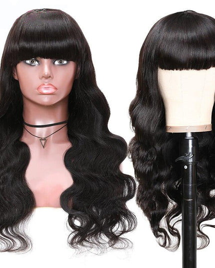 [$99 = 2 Wigs] Kinky Curly with Body Wave Human Hair Wig With Bangs Junoda Flash Sale junoda