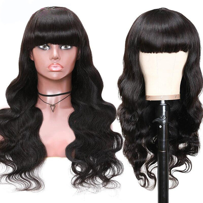[$99 = 2 Wigs] Kinky Curly with Body Wave Human Hair Wig With Bangs Junoda Flash Sale junoda