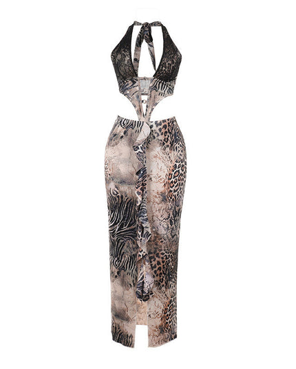 Elegant Sexy Leopard Print Hot Girl Hip cut out Dress