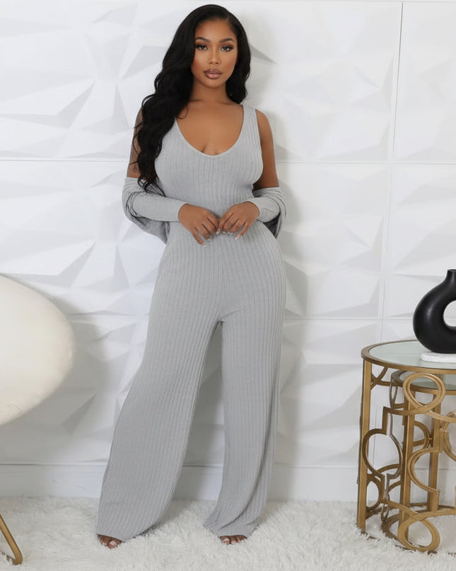 Grey Wide Leg Jumpsuit
