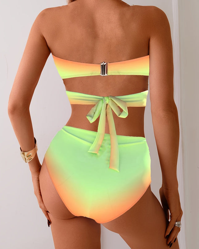 European American Gradient Cross Gather Bikini Set