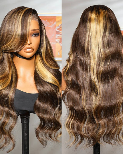 Loose Body Wave Wigs Honey Blonde Highlight Wigs 13x4 Lace Front Human Hair Wigs High Quality Wig junoda