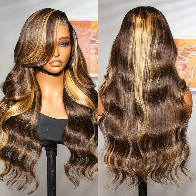 Loose Body Wave Wigs Honey Blonde Highlight Wigs 13x4 Lace Front Human Hair Wigs High Quality Wig junoda