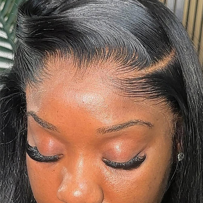 Natural Lagos Hairline Silk Straight 13x6 HD Transparent Lace Front Wig Human Hair No Glue Needed junoda