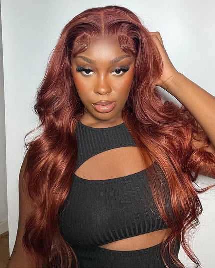 Reddish Brown Body Wave Lace Front Human Hair Wig Flash Sale junoda