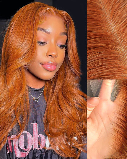 Ginger Copper Color 350# Color Wig Body Wave Pre-cut 5x5 13x4 Lace Wear & Go Wig High Density junoda