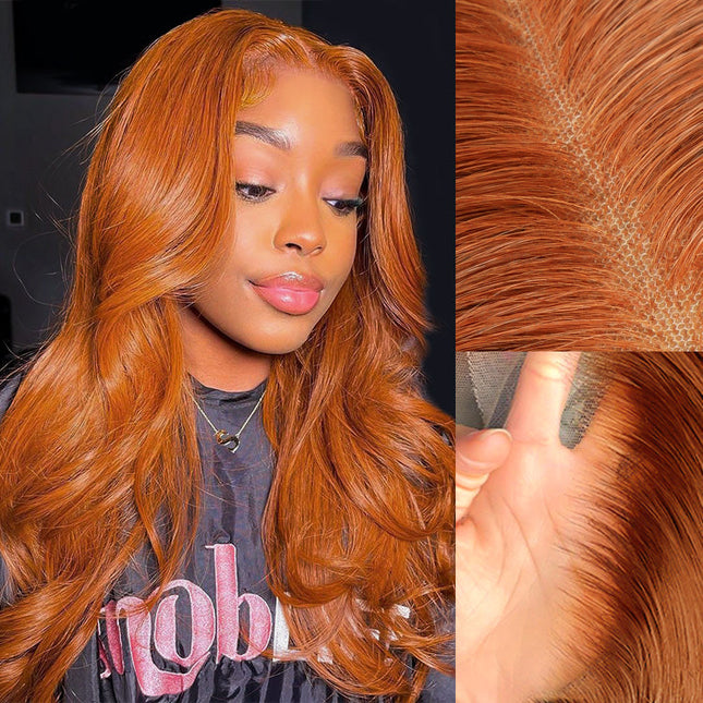 Ginger Copper Color 350# Color Wig Body Wave Pre-cut 5x5 13x4 Lace Wear & Go Wig High Density junoda