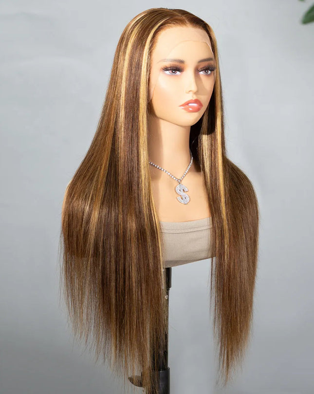 Highlight Honey Blonde Straight / Body Wave Hair Lace Front Wigs Flash Sale junoda