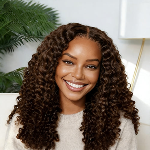 Dark Brown Burmese Curly Wig with Full Spiral Ends 6x5 Ready & Go Undetectable Lace Front Wig junoda