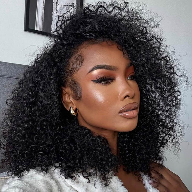 Curly Wave Drawstring Wig Human Hair With Drawstring Near Me For Black Women junoda