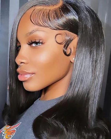 Junoda Side Part Straight Human Hair Bob Wig with Flipped Ends Lace Front Wig Fashion Hairstyles junoda