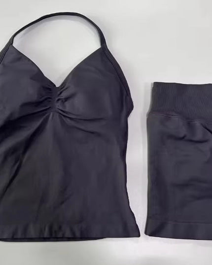Fashionable Seamless Womens Fitness Shorts Set