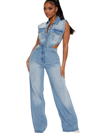 Denim Straight Leg Jumpsuit