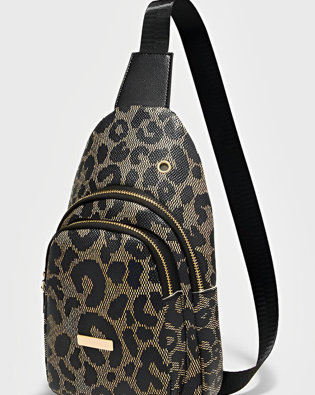 Leopard Print PU Sling Bag